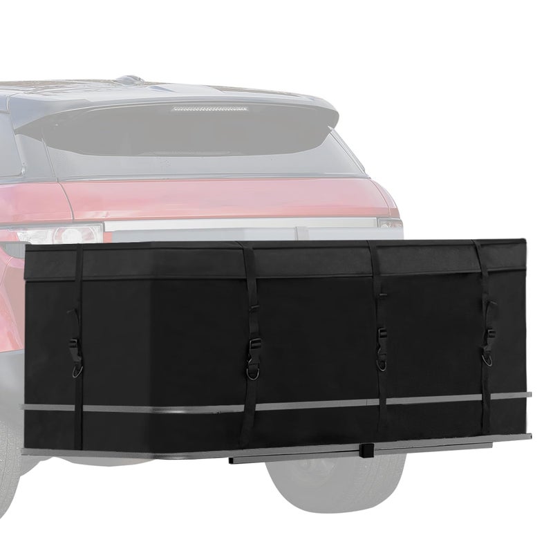 MDSTOP Hitch Cargo Carrier Bag Waterproof Cargo Bag 125 Cu Ft 53x20x20 Rainproof Vehicle SoftShell Carriers with 8 Reinforced Straps for Vans Truck Pickup Black 125 cu ft 53x20x20