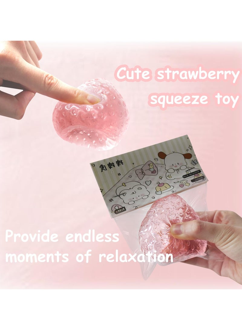لعبة فيدجيت ستريس بفاكهة الفراولة | لعبة كرة الفراولة الناعمة | لعبة تخفيف التوتر الحسي | ألعاب تخفيف التوتر | هدايا عيد الميلاد وعيد الفصح (وردي) - Image 2