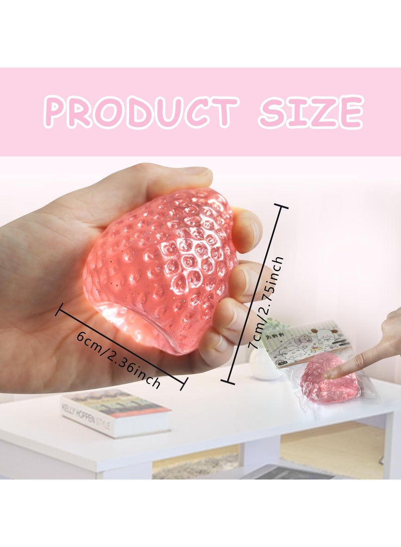 لعبة فيدجيت ستريس بفاكهة الفراولة | لعبة كرة الفراولة الناعمة | لعبة تخفيف التوتر الحسي | ألعاب تخفيف التوتر | هدايا عيد الميلاد وعيد الفصح (وردي) - Image 3