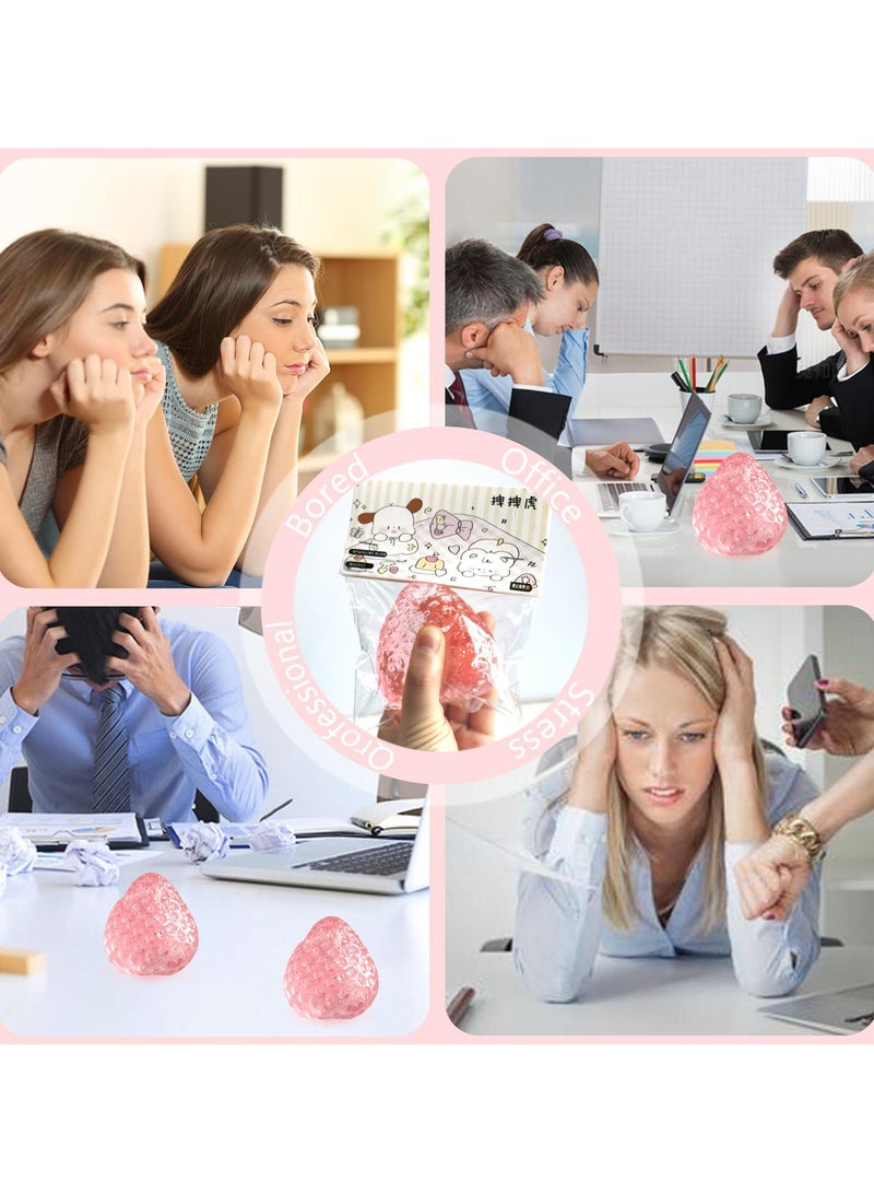 لعبة فيدجيت ستريس بفاكهة الفراولة | لعبة كرة الفراولة الناعمة | لعبة تخفيف التوتر الحسي | ألعاب تخفيف التوتر | هدايا عيد الميلاد وعيد الفصح (وردي) - Image 4