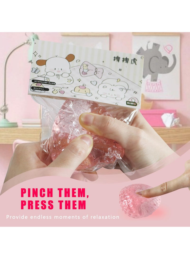 لعبة فيدجيت ستريس بفاكهة الفراولة | لعبة كرة الفراولة الناعمة | لعبة تخفيف التوتر الحسي | ألعاب تخفيف التوتر | هدايا عيد الميلاد وعيد الفصح (وردي) - Image 5