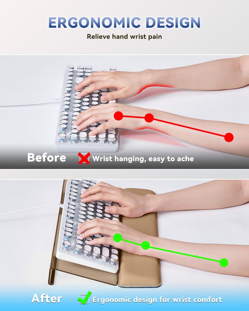 Laborio Computer Keyboard Stand for Desktop, Keyboard Riser Wrist Rest Holder for Easy Typing, Office Desk, Home, School Accessories(Coffee) - Image 3