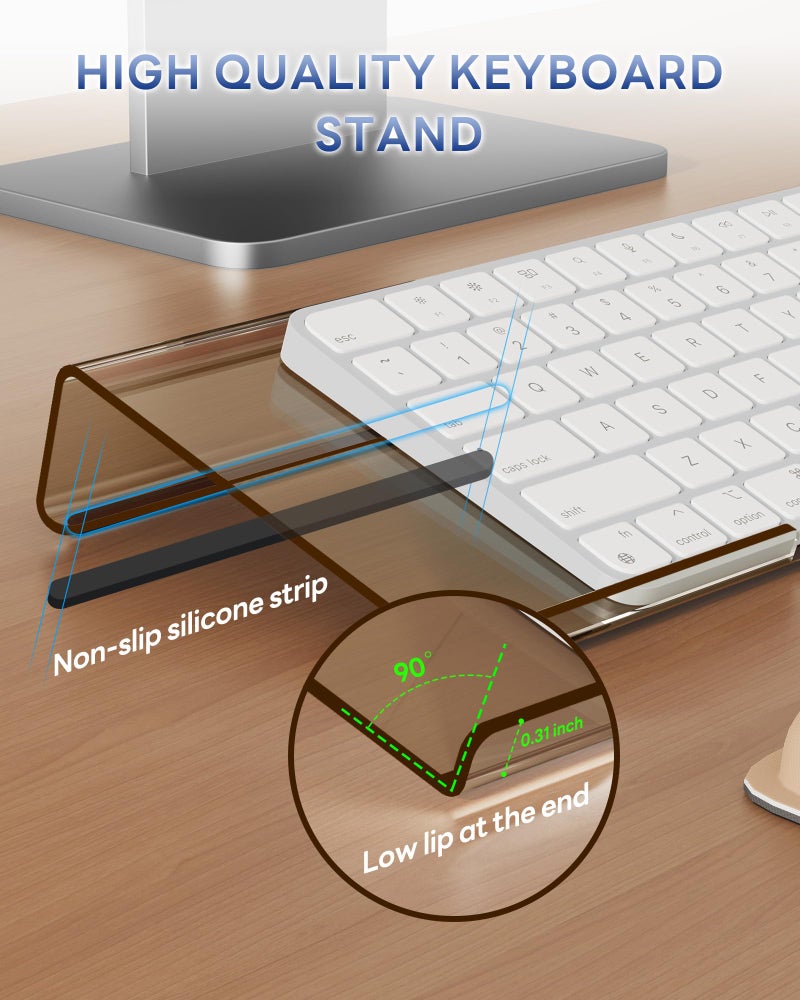 Laborio Computer Keyboard Stand for Desktop, Keyboard Riser Wrist Rest Holder for Easy Typing, Office Desk, Home, School Accessories(Coffee) - Image 4