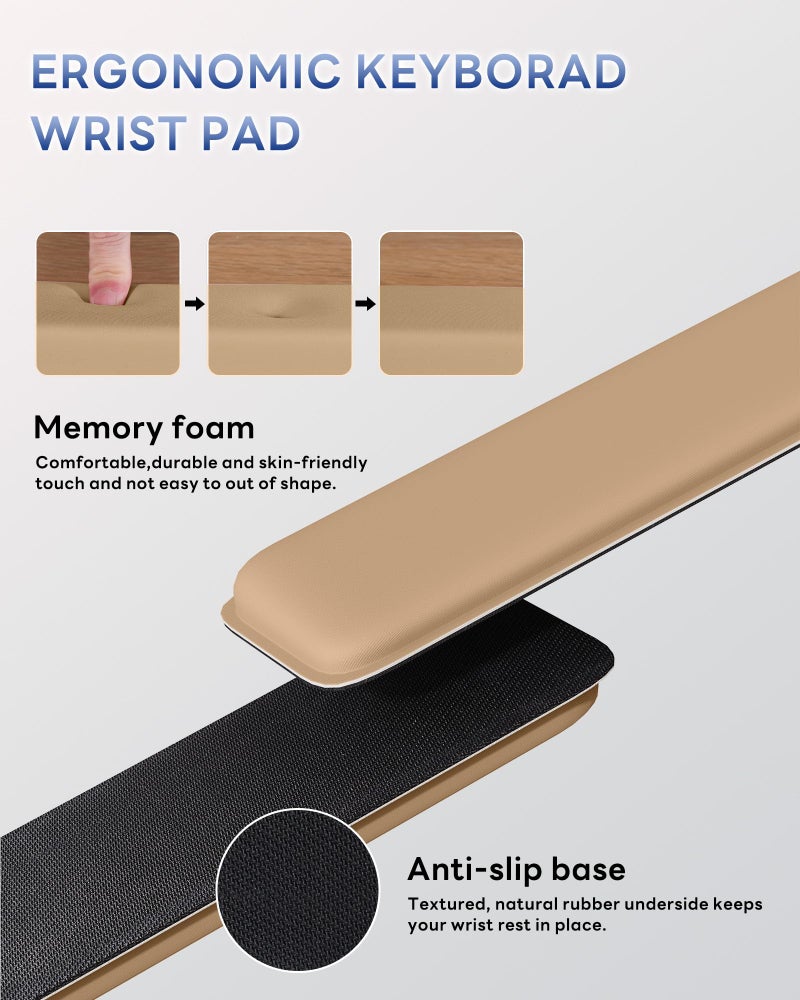 Laborio Computer Keyboard Stand for Desktop, Keyboard Riser Wrist Rest Holder for Easy Typing, Office Desk, Home, School Accessories(Coffee) - Image 5
