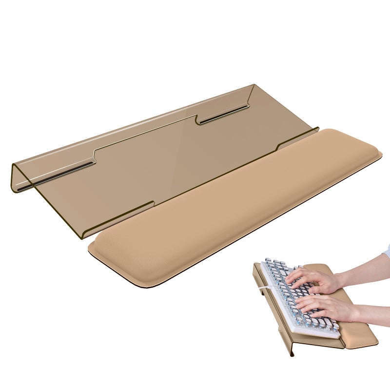 Laborio Computer Keyboard Stand for Desktop, Keyboard Riser Wrist Rest Holder for Easy Typing, Office Desk, Home, School Accessories(Coffee) - Image 1