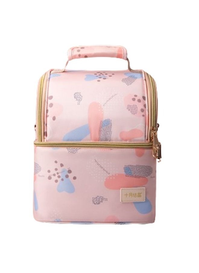 TEN-M JOURNEY Breast Milk Baby Bottle Cooler Bag with Ice Pack, Backpack with Cooler, Waterproof and Durable Portable Thermal Insulated Material Travel Diaper Bag Pink Color  - Image 1