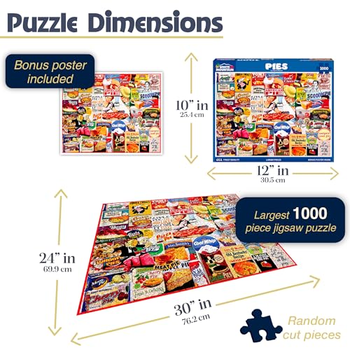 White Mountain 1000 Piece Jigsaw Puzzle Nostalgic Pie Label Collage Puzzles with Large Pieces for Adults and Family 24x30 Pies - Image 5