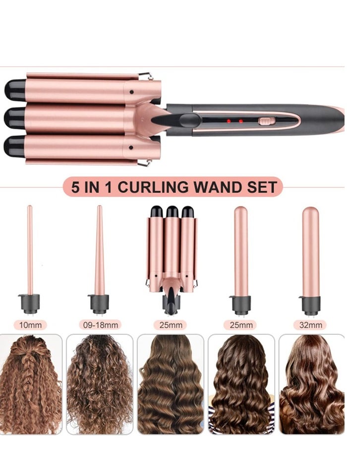 Joshberg Curling Wand Set, 5 in 1 Curling Iron Set with 5 Interchangeable Curling Wand Ceramic Barrel(9-32mm), with LED Temperature Adjustment and Heat Up, Hair Curler Include Heat Resistant Glove  - Image 3