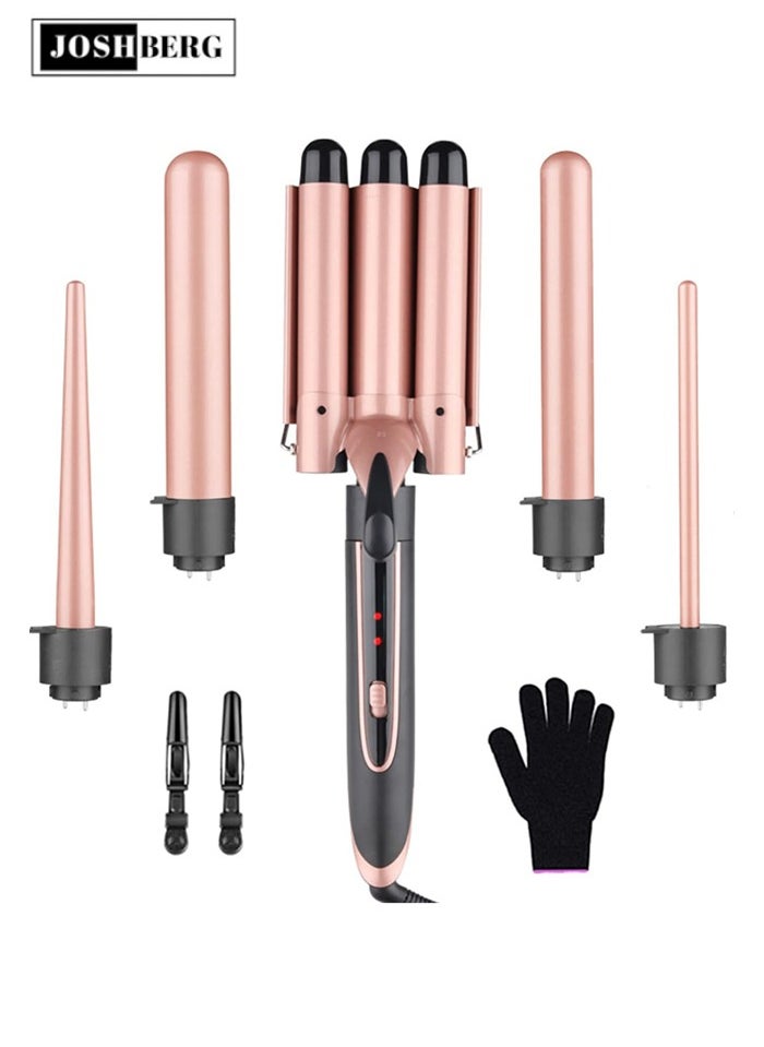 Joshberg Curling Wand Set, 5 in 1 Curling Iron Set with 5 Interchangeable Curling Wand Ceramic Barrel(9-32mm), with LED Temperature Adjustment and Heat Up, Hair Curler Include Heat Resistant Glove  - Image 1