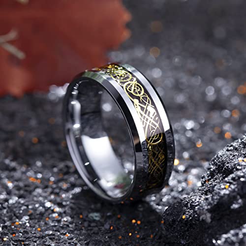 King Will Dragon 8mm Gold Celtic Dragon Tungsten Carbide Mens Wedding Band Ring Comfort Fit 14.5 - Image 2