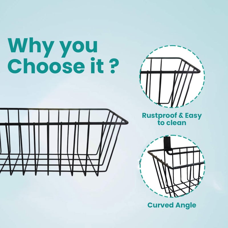 Go Hooked Hanging Storage Basket Cabinet Door Organiser Over Door Kitchen Cabinet Storage Basket Rack Holder Hanging Organiser Space Saving Versatile Heavy Duty Sleek and Sturdy Pack of 1 - Image 5