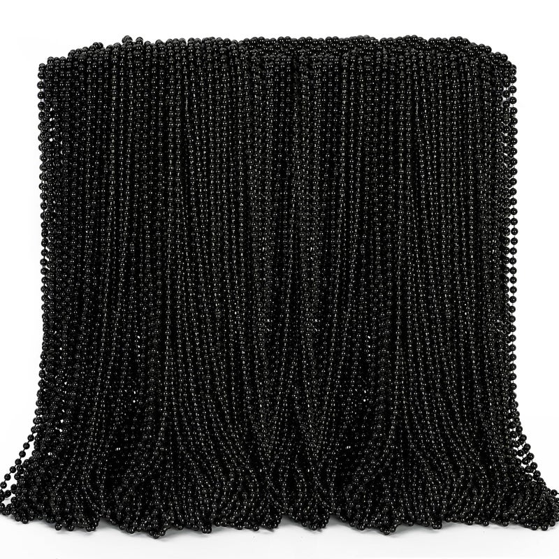 EOBOH 144PCS Bead Necklace Black Mardi Gras Bead Necklace Party Favors 33 Metallic Mardi Gras Round Beaded Bulk Festival Parade Throw Accessories for Mardi Gras Carnival Halloween Party Supplies Decor - Image 3