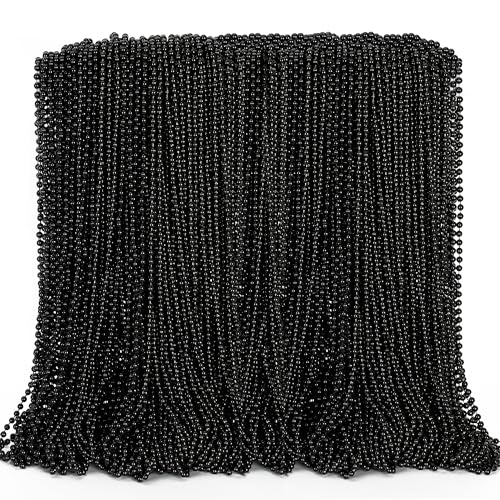 EOBOH 144PCS Bead Necklace Black Mardi Gras Bead Necklace Party Favors 33 Metallic Mardi Gras Round Beaded Bulk Festival Parade Throw Accessories for Mardi Gras Carnival Halloween Party Supplies Decor - Image 1