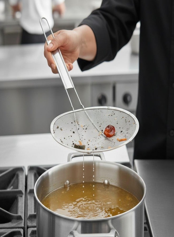 TrueCraftware مصفاة سلكية دائرية دقيقة من ترو كرافت وير، قطرها 8.75 بوصة، طول المقبض 10.775 بوصة، مطلية بالنيكل - أداة مطبخ متعددة الاستخدامات: مصفاة طعام، ملعقة لتصفية الأرز والكينوا والمعكرونة والفواكه والخضراوات - Image 3