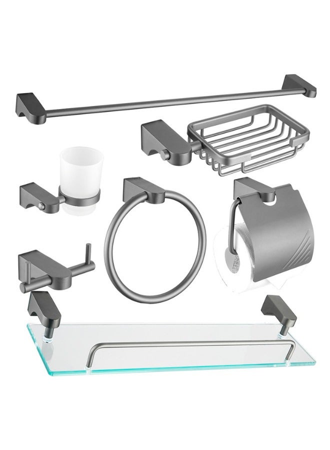 7 Pieces Gun Gray Special Design Wall Mounted Bathroom Accessories Set  - Image 1