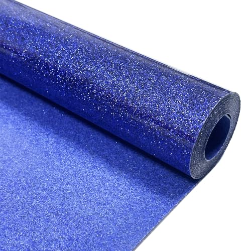 MerryMade Blue Glitter Heat Transfer Vinyl 12 x 8 ft HTV for Shirts Glitter HTV for All Cutter Machine Easy to Cut Weed for Heat Vinyl Design Navy Blue - Image 1
