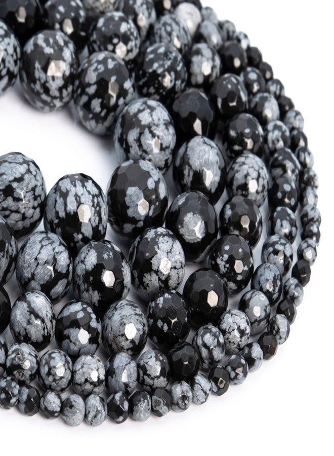 Gemaltic Healing Crystals Faceted Gemstone Loose Beads for Making Jewellary & Bracelets for DIY (10MM, Snowflakes Obsidian) - Image 1