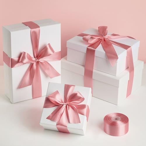 Mauproy 1-1/2 Inch Wide Rose Gold Satin Ribbon, 50 Yards Solid Polyester Fabric Ribbon for Roses Making, Mother's Day, Gift Wrapping, Flower Bouquets, Wedding Decorations, Handmade Crafts - Image 5