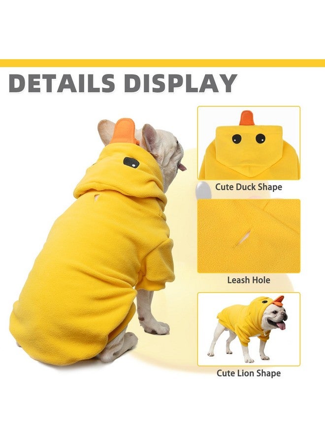 كولتيل ملابس زي بطة الكلاب من KOOLTAIL، ملابس مضحكة للكلاب، سترة صوفية بقلنسوة، معاطف لطيفة للحيوانات الأليفة في الهالوين مع فتحة للمقود للكلاب الصغيرة والمتوسطة والكبيرة، أصفر S - Image 4