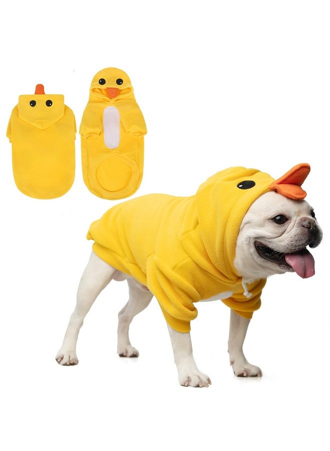كولتيل ملابس زي بطة الكلاب من KOOLTAIL، ملابس مضحكة للكلاب، سترة صوفية بقلنسوة، معاطف لطيفة للحيوانات الأليفة في الهالوين مع فتحة للمقود للكلاب الصغيرة والمتوسطة والكبيرة، أصفر S - Image 1