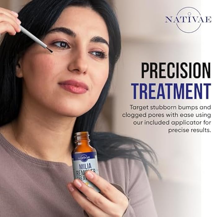 Nativae علاج إزالة الميلية للعيون والوجه - علاج بقع الميلية مع حمض الساليسيليك وزيت شجرة الشاي - سيروم حب الشباب الميلية - Image 5