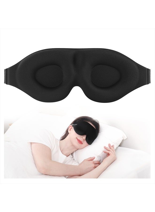 MZOO Sleep Mask for Side Sleeper Women Men, Updated Design 100% Light Blocking Eye Mask, 3D Contoured Blindfold for Sleeping, Breathable & Soft Eye Shade for Travel Meditation Nap, Black - Image 1
