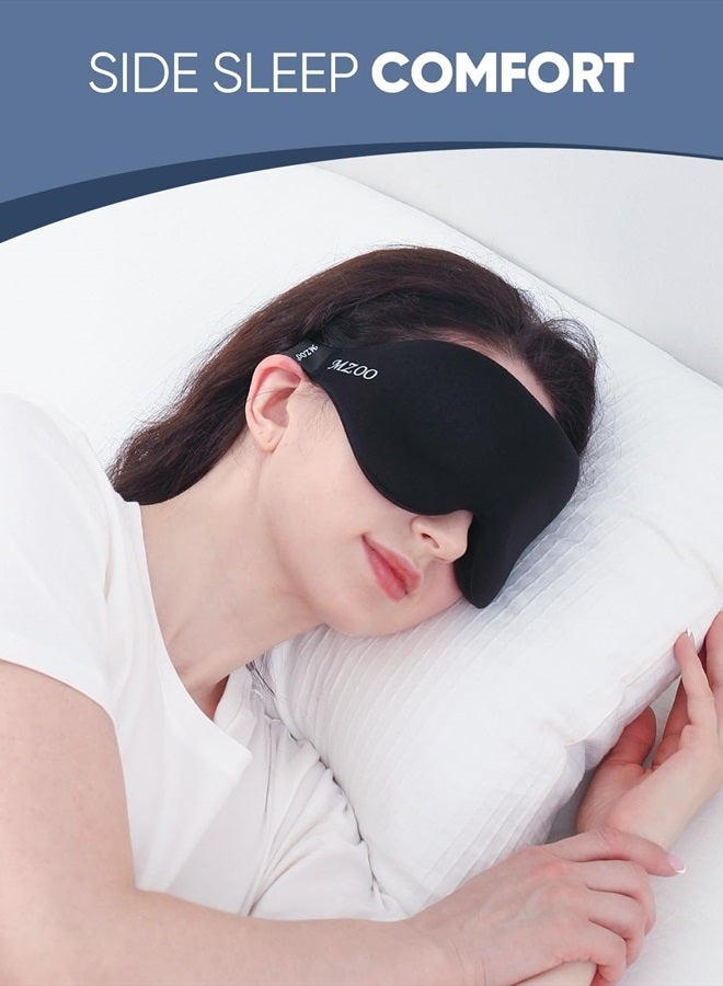 MZOO Sleep Mask for Side Sleeper Women Men, Updated Design 100% Light Blocking Eye Mask, 3D Contoured Blindfold for Sleeping, Breathable & Soft Eye Shade for Travel Meditation Nap, Black - Image 3