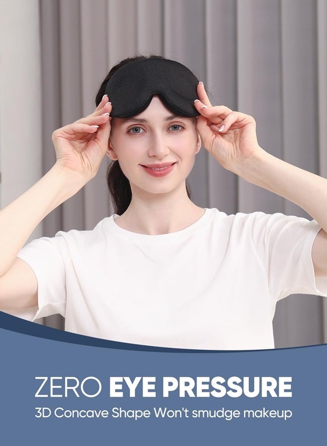 MZOO Sleep Mask for Side Sleeper Women Men, Updated Design 100% Light Blocking Eye Mask, 3D Contoured Blindfold for Sleeping, Breathable & Soft Eye Shade for Travel Meditation Nap, Black - Image 2