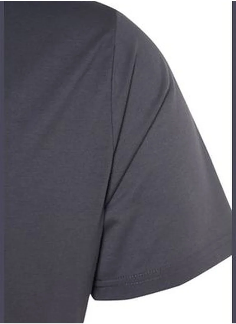 trendyol Anthracite Men Plus Size Comfy Regular/Regular Cut Basic T-Shirt.