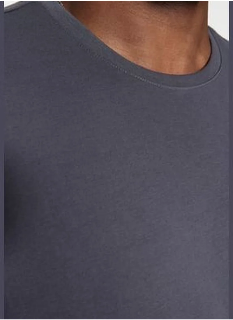 trendyol Anthracite Men Plus Size Comfy Regular/Regular Cut Basic T-Shirt.