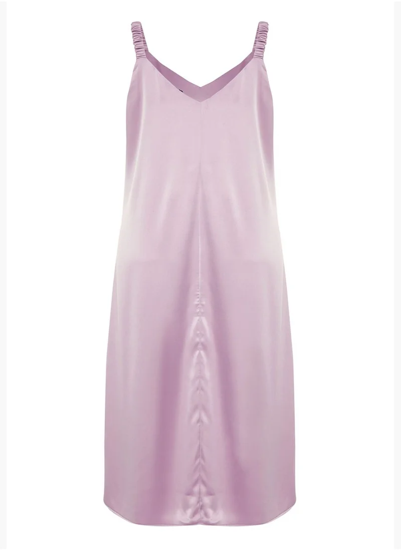 trendyol Lilac Strappy Satin Woven Dress