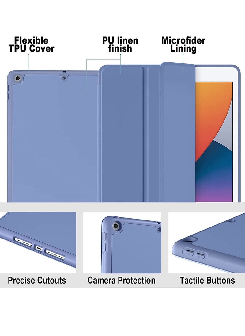 iPad 9th/8th/7th Generation case (2021/2020/2019) iPad 10.2-Inch Case with Pencil Holder [Sleep/Wake] Slim Soft TPU Back Smart Magnetic Stand Protective Cover Cases (Blue Purple) - Image 3