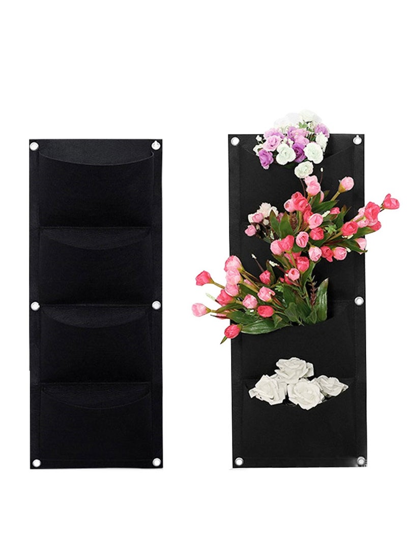 4 جيوب زارع حائط حديقة حائطية 4 جيوب حاوية نباتات زهور عمودية معلقة حقيبة زراعة وعاء زراعة - Image 1