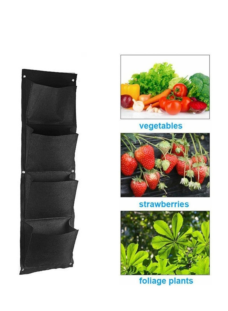 4 جيوب زارع حائط حديقة حائطية 4 جيوب حاوية نباتات زهور عمودية معلقة حقيبة زراعة وعاء زراعة - Image 2