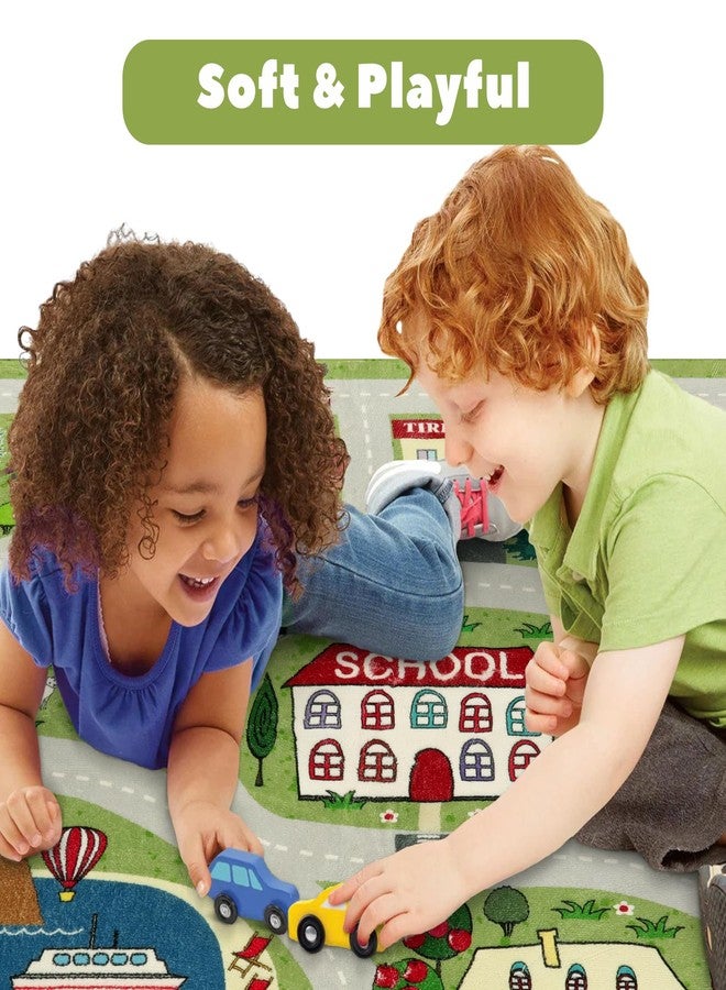 لايف بوكس سجادة لعب للأطفال من لايف بوكس، لون أخضر، قابلة للغسل، مقاس 5 × 7 أقدام، مناسبة لغرف الأطفال، سجادة ناعمة مانعة للانزلاق، سجادة لعب لغرف الأطفال، سجادة كبيرة مناسبة لحركة المرور في المدينة، مناسبة للفصول الدراسية وغرف النوم وغرف الألعاب. - Image 4