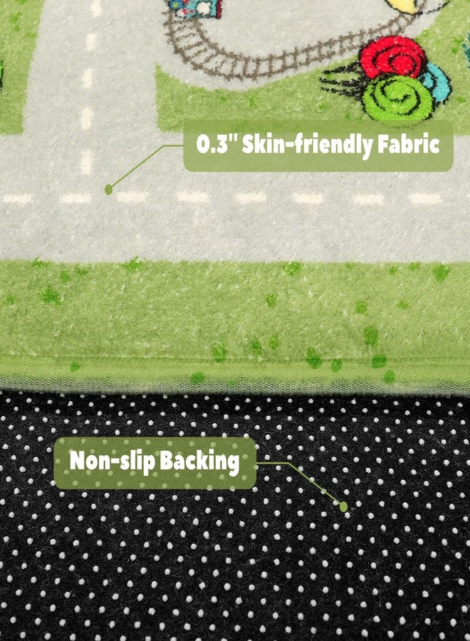 لايف بوكس سجادة لعب للأطفال من لايف بوكس، لون أخضر، قابلة للغسل، مقاس 5 × 7 أقدام، مناسبة لغرف الأطفال، سجادة ناعمة مانعة للانزلاق، سجادة لعب لغرف الأطفال، سجادة كبيرة مناسبة لحركة المرور في المدينة، مناسبة للفصول الدراسية وغرف النوم وغرف الألعاب. - Image 2