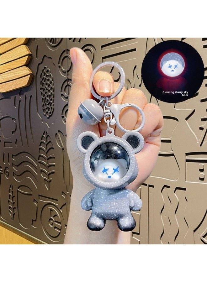 Luminous Backpack Keychain Trendy Lighted Luminous Starry Sky Astronaut Glossy Doll Car Keychain Small Gift 