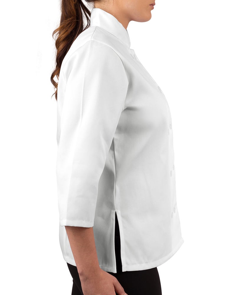 KNG 3/4 Sleeve White Chef Coat for Women - Ladies Fitted Chefs Jacket - XS - Image 4