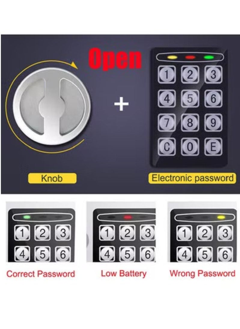 Rubik - Mini Electronic Digital Security Safe Deposit Box With Electronic Keypad Lock and Physical Key For Home Office Hotel Jewelry Passport Watches Cash Storage (White) - Image 1