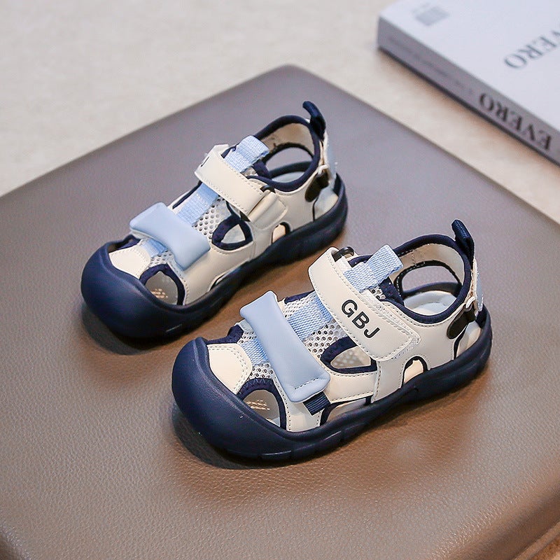 Boys' Baotou Sandals Anti-Kick Foot Protection Hollow Sneaker 1-3 Years Old Baby Beach Shoes Girls' Trendy - Image 1