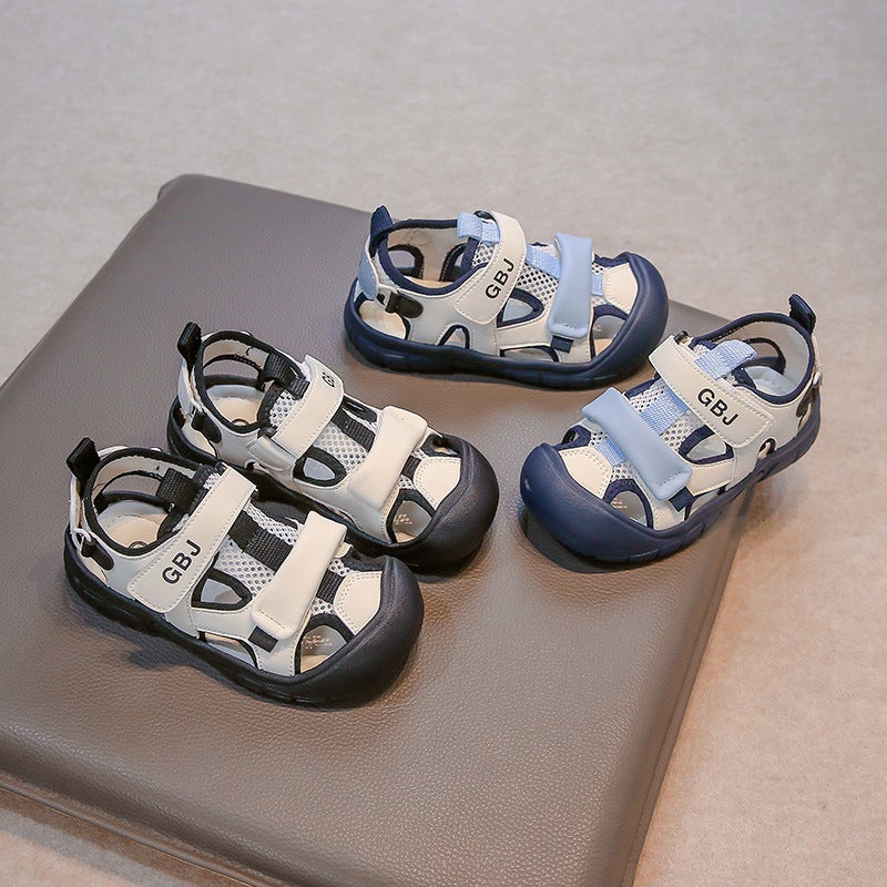 Boys' Baotou Sandals Anti-Kick Foot Protection Hollow Sneaker 1-3 Years Old Baby Beach Shoes Girls' Trendy - Image 3