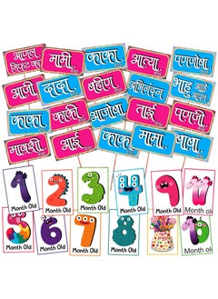 WOBBOX Wobbox Marathi Baby Shower Decoration Items| Baby Shower Photo Booth Props for Photoshoot, Baby Shower Milestone Card, Godh Bharai Decoration Kit-(FP405)  - Image 1