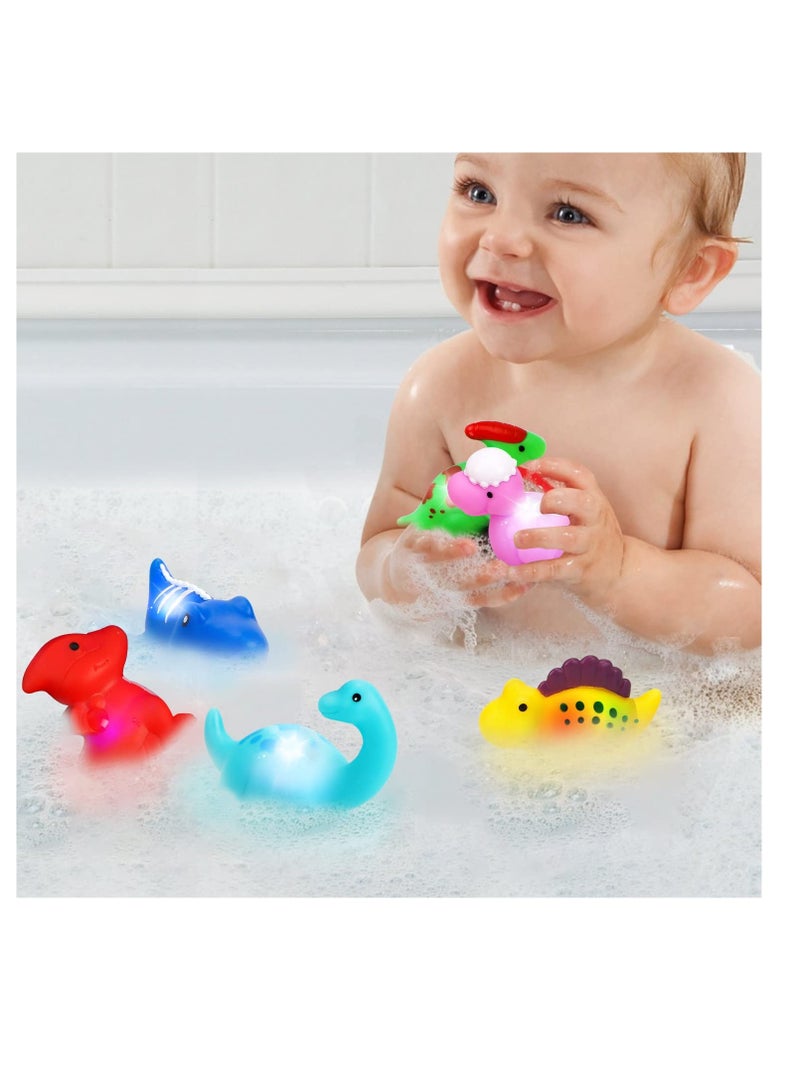Excefore Dinosaur Light Up Bath Toys for Toddlers 3-4, 9Pcs Kids Bath Time Toys, Toddler Dinosaur Bath Toys,  No Hole Bath Tub Toys, Baby Light Up Pool Toys for The Tub Kids, Girl Boy Fun Bath Toys - Image 4