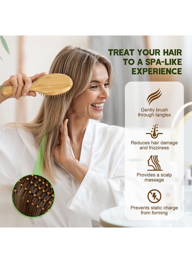 BFWood - Bamboo Hair Brush Set, 4 Pcs Natural Wooden Combs Paddle Detangling Hairbrush, Wide-Tooth And Tail Comb And Mini Paddle Brush For Traveling, Suit For Women & Men - Image 1