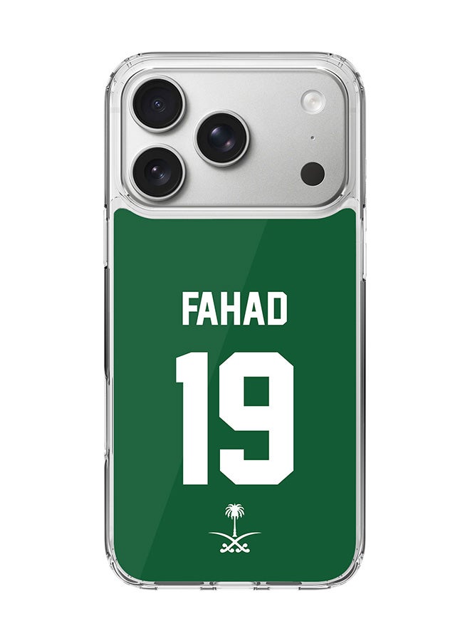 Stylizedd Classic Clear MagSafe Case for iPhone 17 Pro , Hybrid Soft Case Flexible Edges Anti Drop TPU PC Gel Thin Transparent Cover [ Designed for iPhone 17 Pro ] - Football Team - Saudi Arabia, Player Name - Fahad