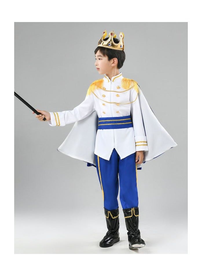Prince Charming Cosplay Costume for Toddler Kid Medieval Royal Prince Jacket Pants Crown Dress Up Party Outfit For Boys  - Image 1