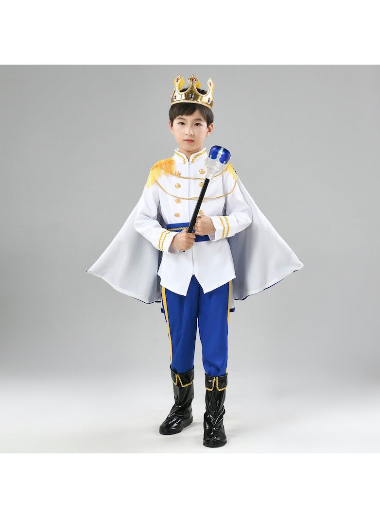 Prince Charming Cosplay Costume for Toddler Kid Medieval Royal Prince Jacket Pants Crown Dress Up Party Outfit For Boys  - Image 2