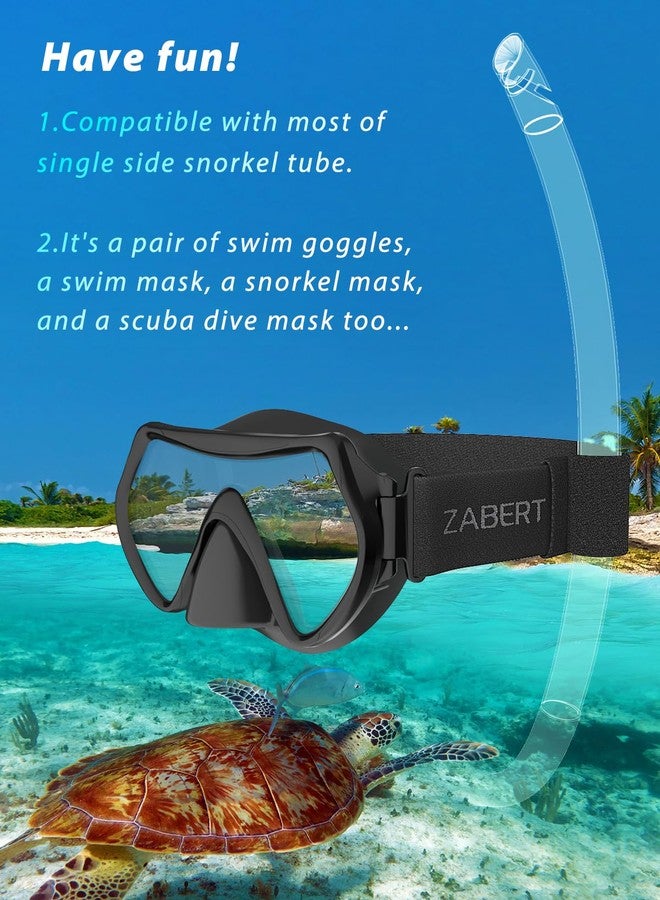 ZABERT Nose Cover Swim Goggles Mask for Adult Men Women Adult Youth - Fabric Strap Snorkel Dive Swimming Snorkeling Scuba Diving Black - Image 5