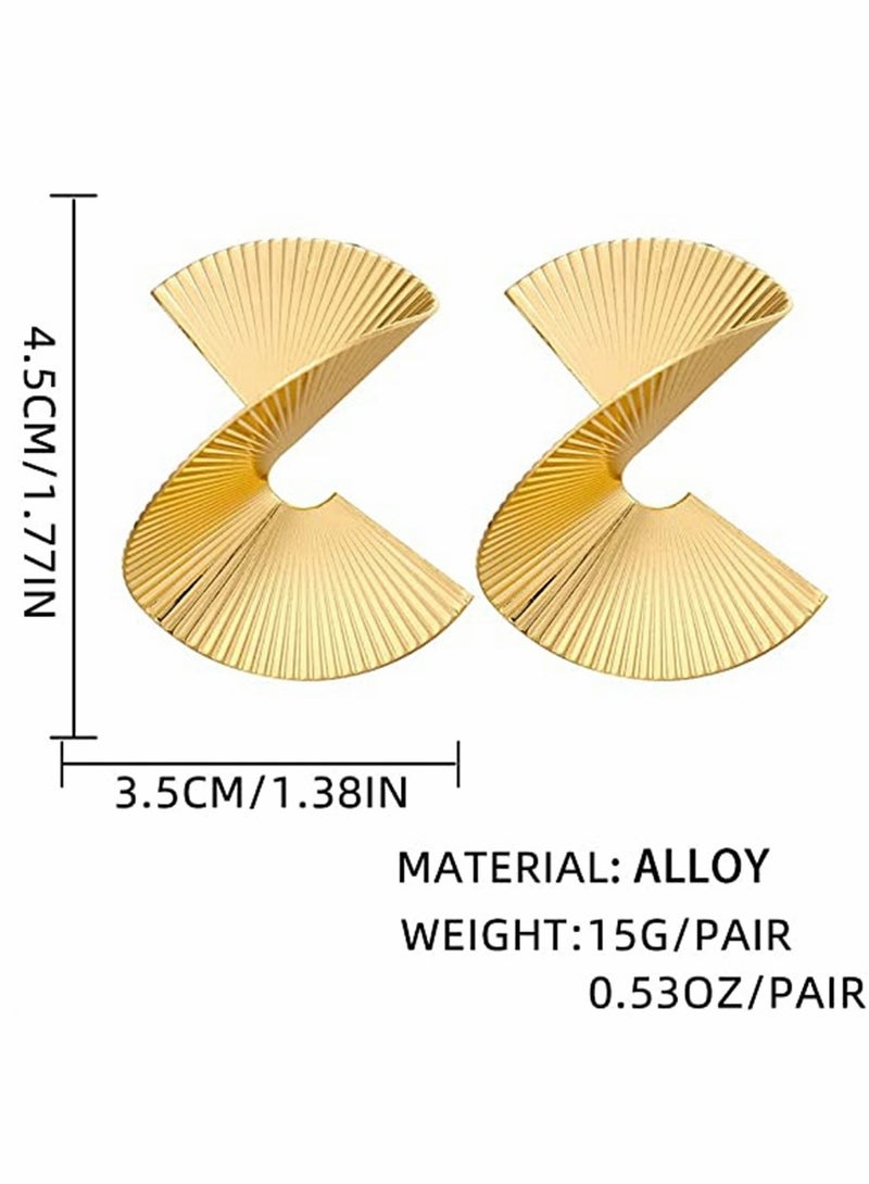 Stud, personalized earrings, Irregular Spiral Fan Leaf Earrings, Gold Geometric Earrings Exaggerated Statement Earrings, Punk Stylish Sectored Twisted Earring, for Women and Girls (Sectored)