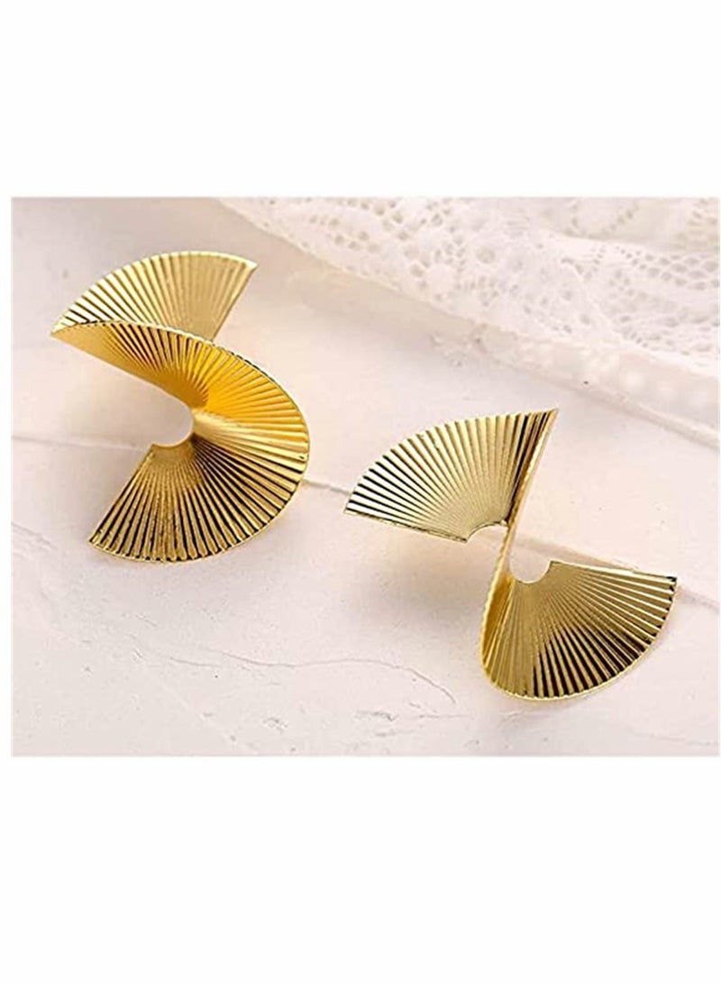 Stud, personalized earrings, Irregular Spiral Fan Leaf Earrings, Gold Geometric Earrings Exaggerated Statement Earrings, Punk Stylish Sectored Twisted Earring, for Women and Girls (Sectored)